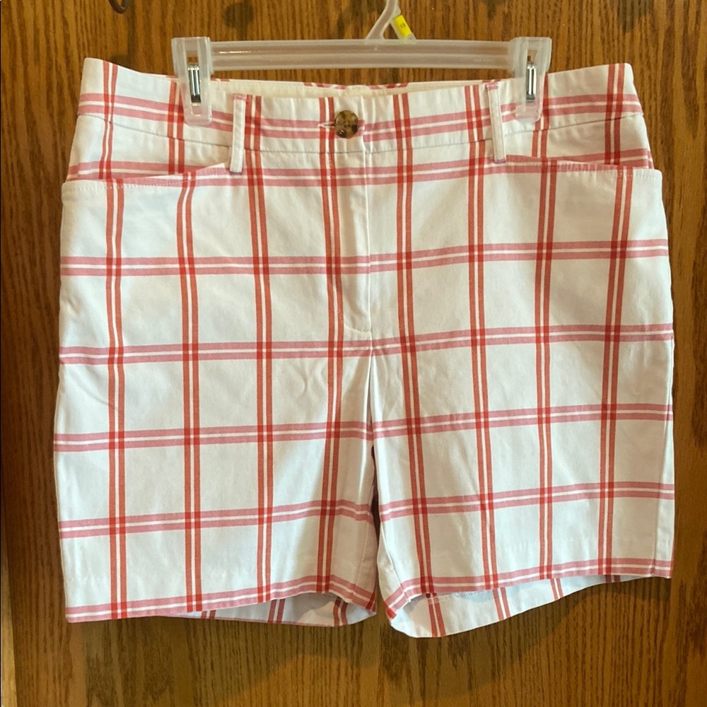 Lands' End Red and White Plaid Women's Shorts.